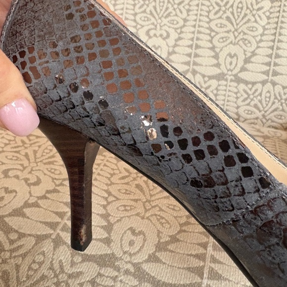Sexy Calvin Klein heels in blue/copper snakeskin print leather & a touch of foil - Picture 12 of 16